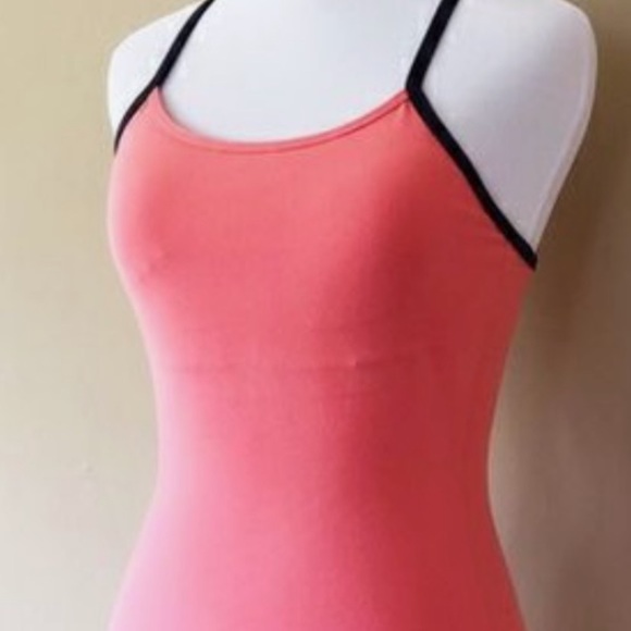 Lulu's Power Y tank coral w/ dark gray strap